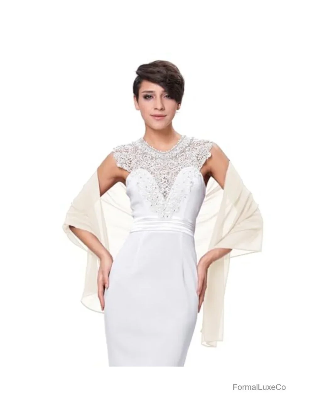 Lightweight Chiffon Shawl Wrap for Evening Dresses Wedding Formal Occasions